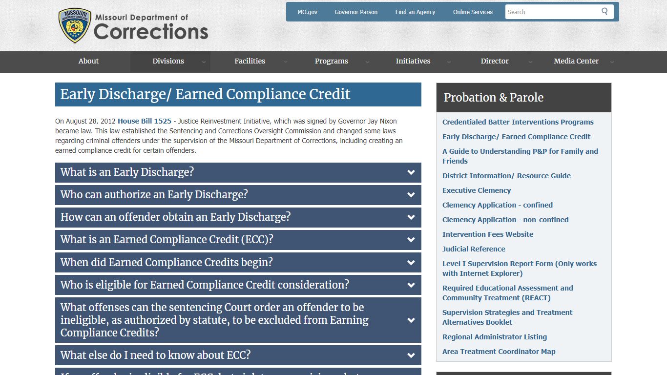 Early Discharge/ Earned Compliance Credit | Missouri Department of ...